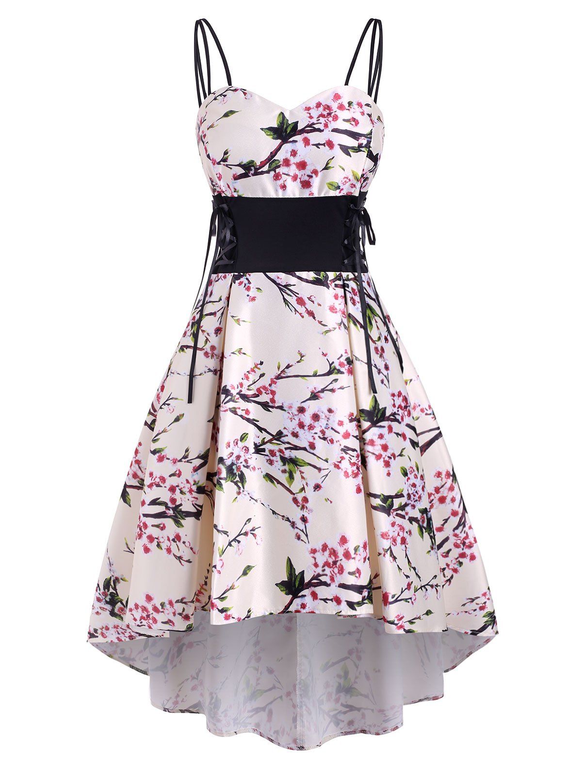 Floral Print Lace Up Dip Hem Party Dress, Multi-a
Floral Print Lace Up Dip Hem Party Dress, Multi-a