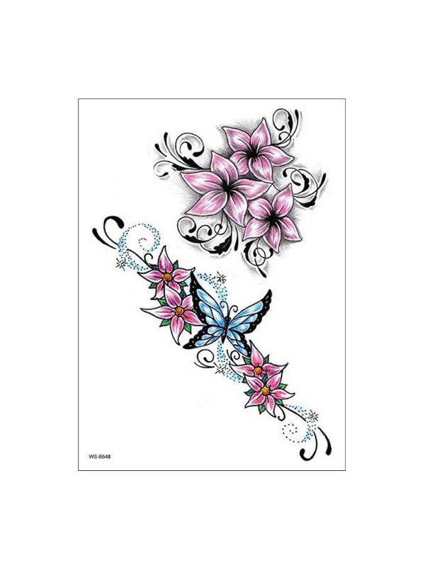 Butterfly Flower Pattern Long Lasting Tattoo Stickers, Pink 
Butterfly Flower Pattern Long Lasting Tattoo Stickers, Pink