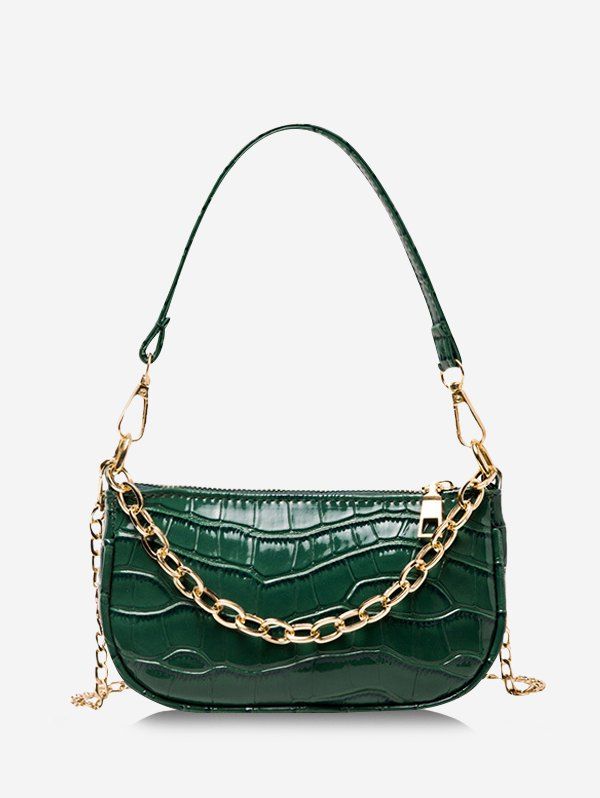 Chain Textured Solid Shoulder Bag, Deep green
Chain Textured Solid Shoulder Bag, Deep green