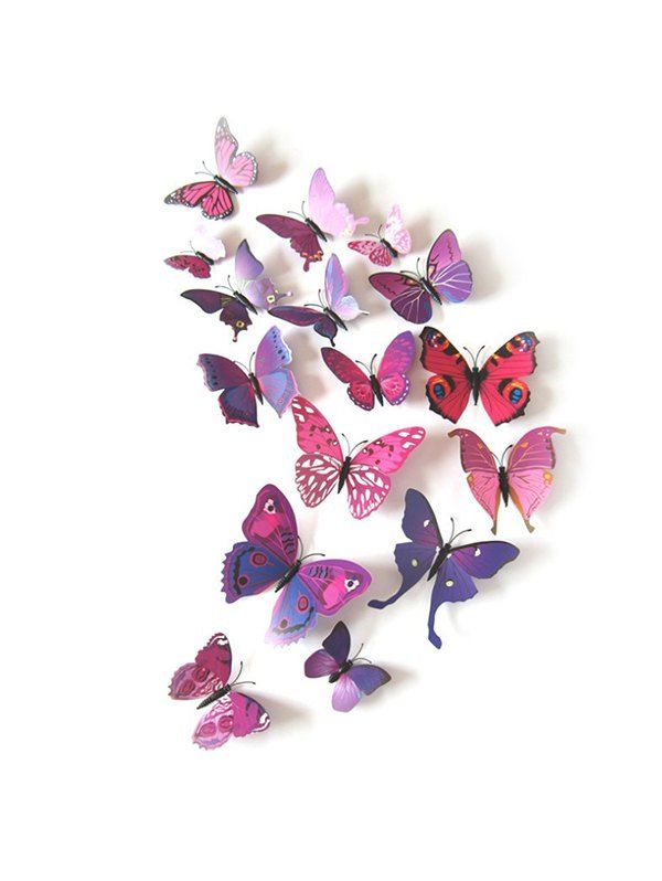 

3D Butterfly Removable Refrigerator Magnet Set, Multi-a