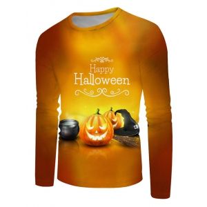 

Pumpkin Graphic Happy Halloween Crew Neck T Shirt, Multi