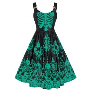 Plus Size Colorful Skulls Skeleton Halloween Backless Retro Dress, Sea turtle green
Plus Size Colorful Skulls Skeleton Halloween Backless Retro Dress, Sea turtle green