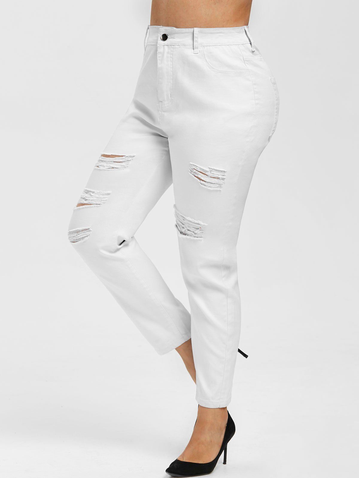 Pantalon D Chir Taille Haute De Grande Taille En White Rosegal