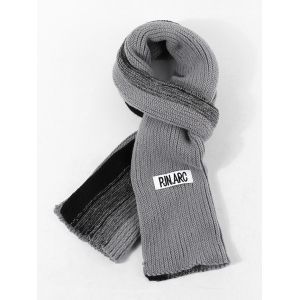 

Colorblock Winter Long Knitted Scarf, Cloudy gray