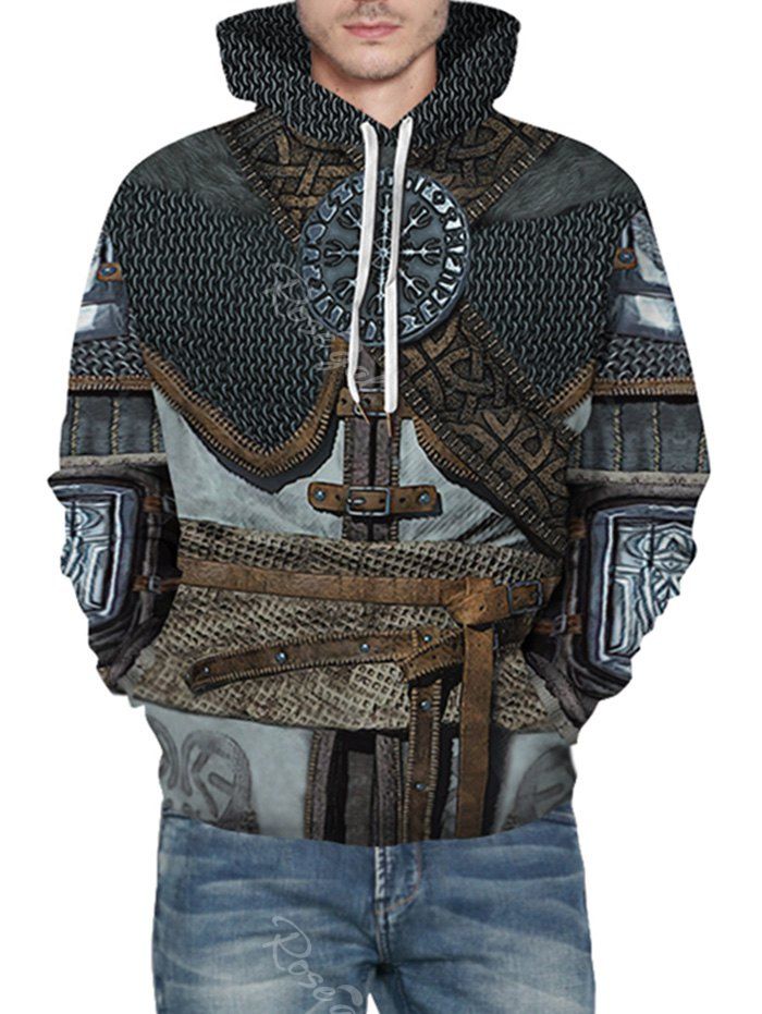 Drawstring 3D Print Front Pocket Hoodie, Blue gray
Drawstring 3D Print Front Pocket Hoodie, Blue gray