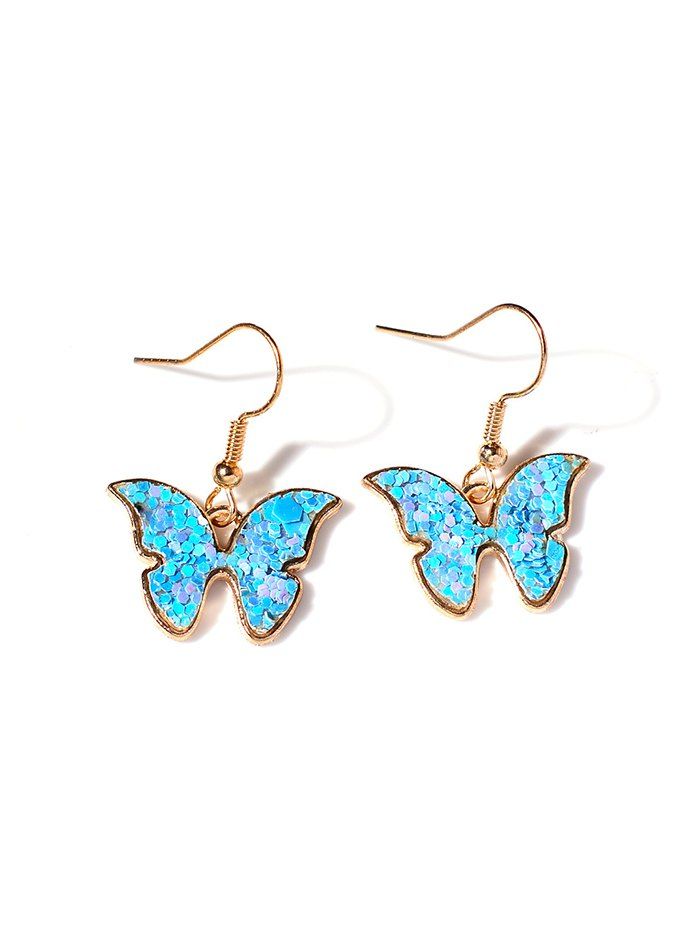 

Butterfly Sequins Alloy Drop Earrings, Sky blue
