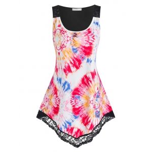 Plus Size Tie Dye Lace Insert Irregular Tank Top, Multi
Plus Size Tie Dye Lace Insert Irregular Tank Top, Multi