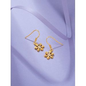 

Gold Plated Snowflake Shaped Drop Earrings, Golden