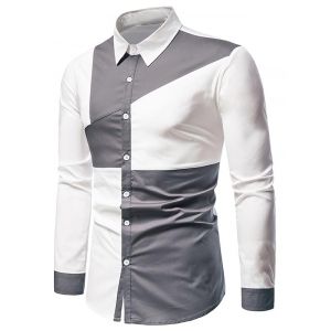 

Button Up Long Sleeve Contrast Shirt, White