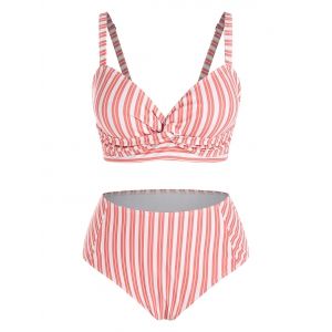 Plus Size Striped Twisted Tankini Swimwear, Light orange 
Plus Size Striped Twisted Tankini Swimwear, Light orange