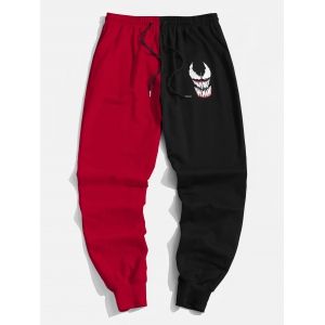 Marvel Spider-Man Venom Print Contrast Drawstring Sweatpants, Red 
Marvel Spider-Man Venom Print Contrast Drawstring Sweatpants, Red