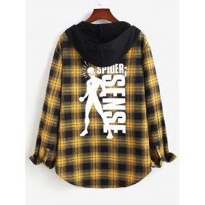 Marvel Spider-Man Plaid Graphic Print Hooded High Low Shirt, White
Marvel Spider-Man Plaid Graphic Print Hooded High Low Shirt, White