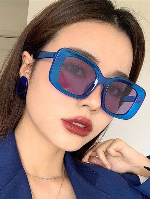 

Retro Oversized Square Frame Sunglasses, Blue