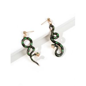 

Snake Shape Asymmetric Drop Earrings, Black