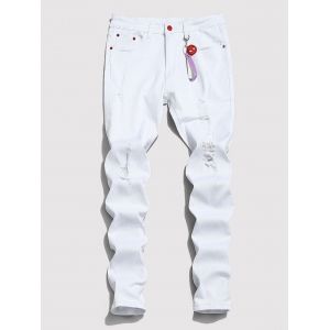 Marvel Spider-Man Ripped Tapered Jeans with Keychain, White 
Marvel Spider-Man Ripped Tapered Jeans with Keychain, White