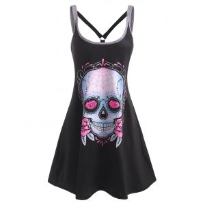 Skull Flower Strappy O Ring Tank Dress, Multi
Skull Flower Strappy O Ring Tank Dress, Multi