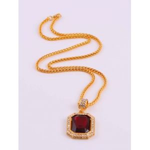 

Geometric Diamante Faux Gemstone Necklace, Red
