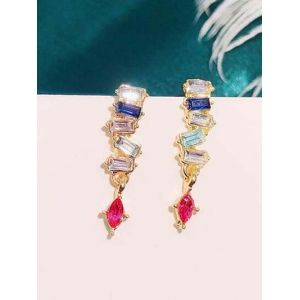 

Colorful Zircon Embellished Drop Earrings, Multi a