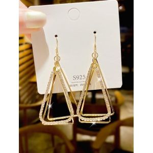 

Gold-Tone Rhinestone Triangle Drop Earrings, Golden