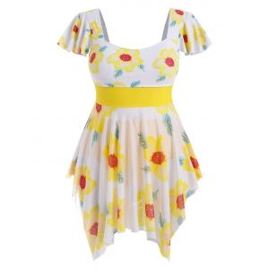 Plus Size Flower Print Flutter Sleeve Mesh Handkerchief Two Piece Swimwear, Yellow
Plus Size Flower Print Flutter Sleeve Mesh Handkerchief Two Piece Swimwear, Yellow