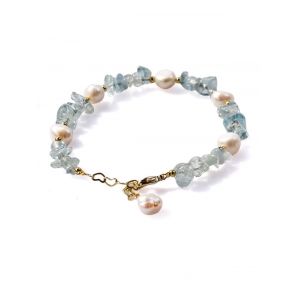 

Irregular Faux Crystal Pearl Beaded Chain Bracelet, Tron blue