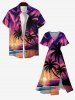 Plus Size Coconut Tree Sun Sea Beach Painting Dusk Tropical Leaves