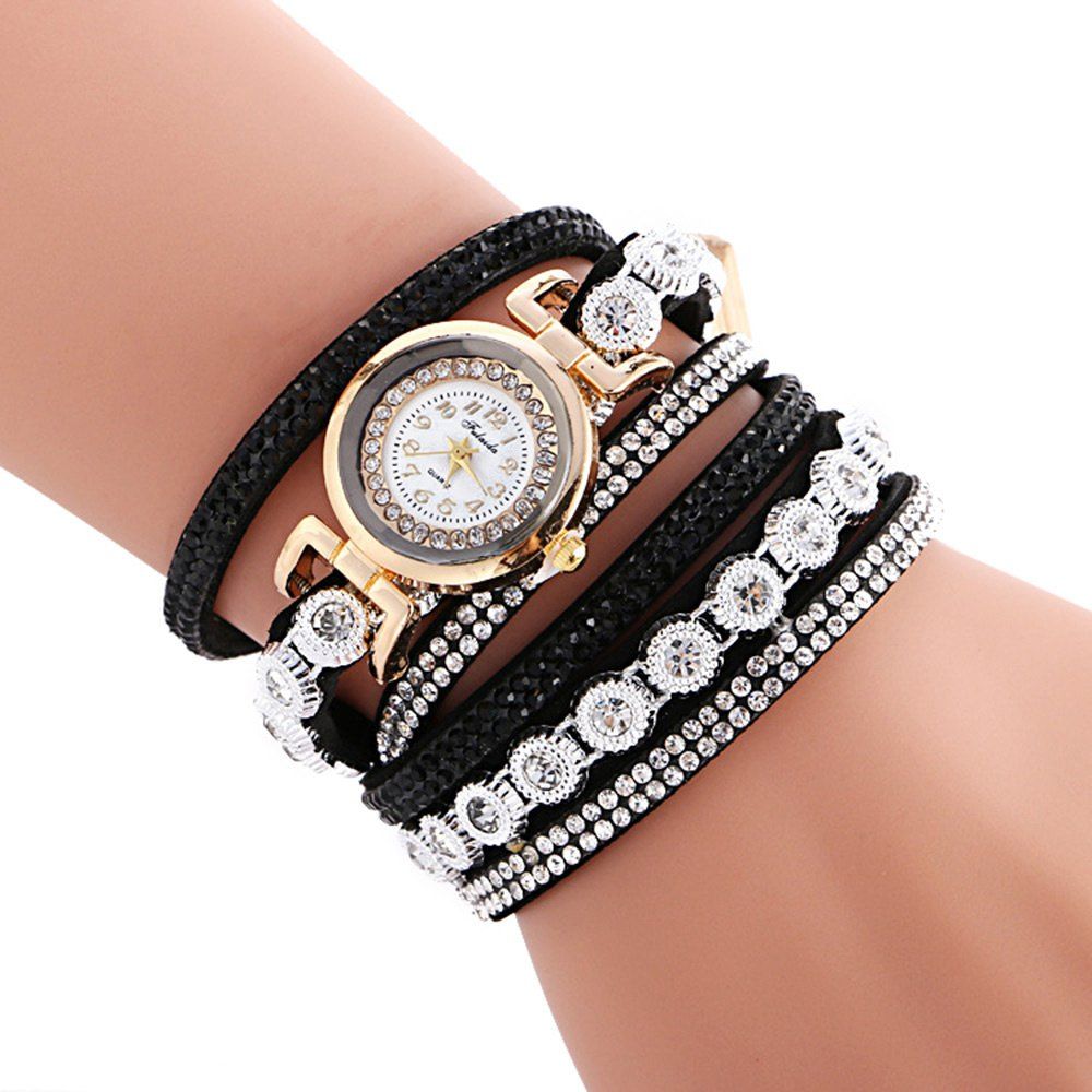 FULAIDA Female Quartz Watch Rhinestone Leather Band Fashion Bangle Wristwatch, Black
FULAIDA Female Quartz Watch Rhinestone Leather Band Fashion Bangle Wristwatch, Black