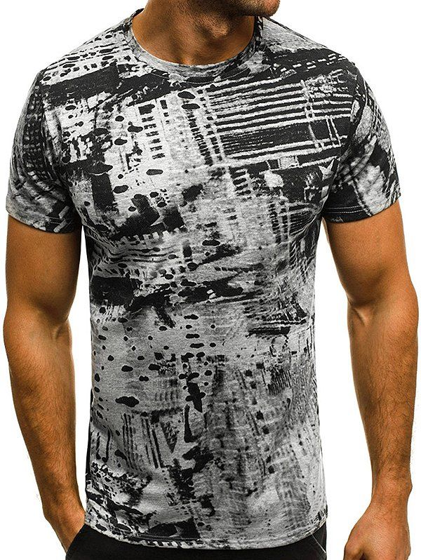 Printed Slim Short Sleeve Men Casual T-Shirt, Gray
Printed Slim Short Sleeve Men Casual T-Shirt, Gray