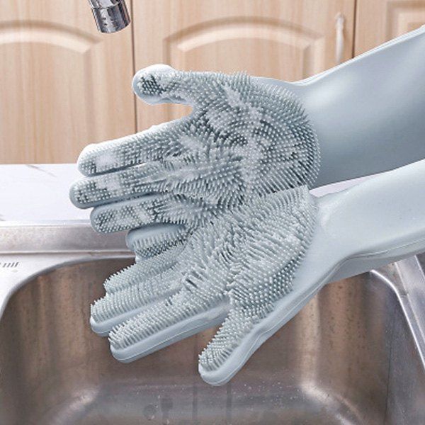 Silicone Dishwashing Gloves Brush Slip Resistant Household Kitchen Glove Cleaning Tools, Gray
Silicone Dishwashing Gloves Brush Slip Resistant Household Kitchen Glove Cleaning Tools, Gray