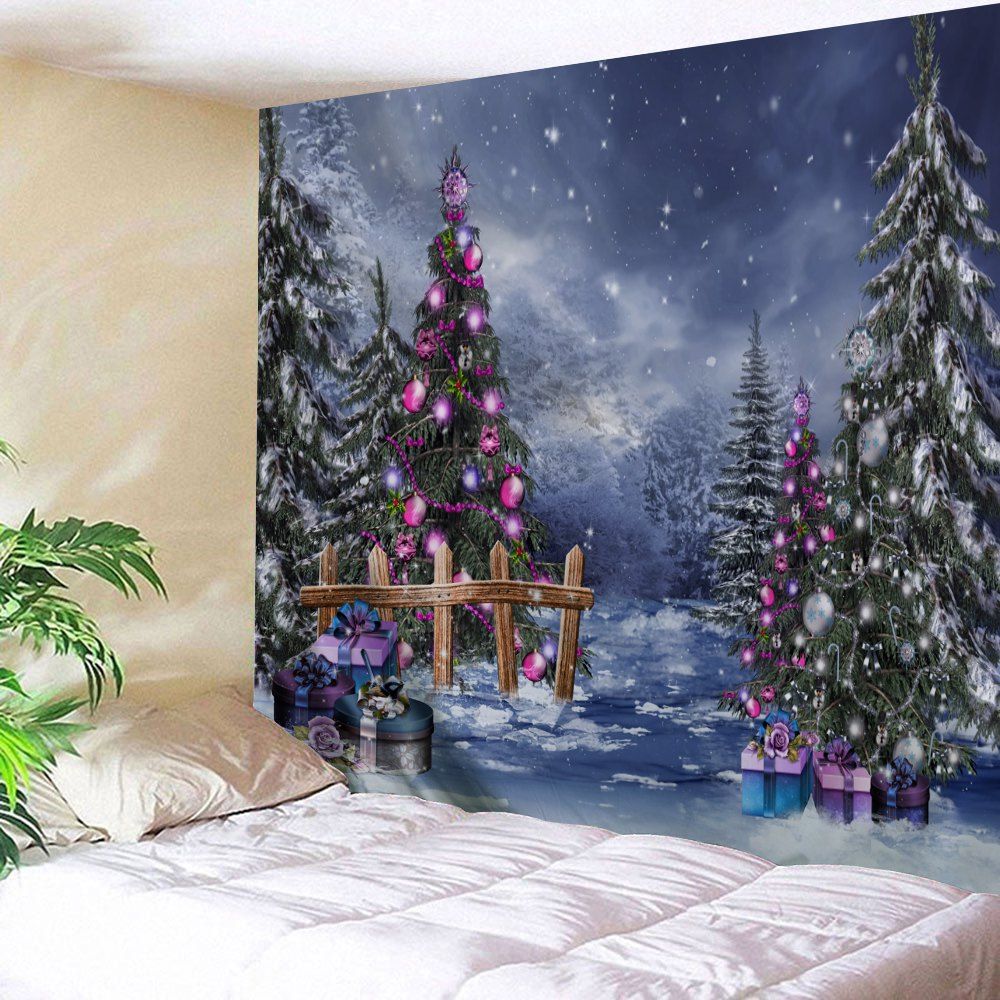 

Christmas Tree Gift Box Printed Wall Tapestry, Colormix
