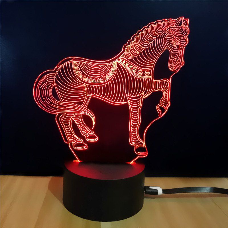 

Shining Td068 Creative Gift 7 Color Changing Horse Style Touch 3D LED Night Light, Colorful