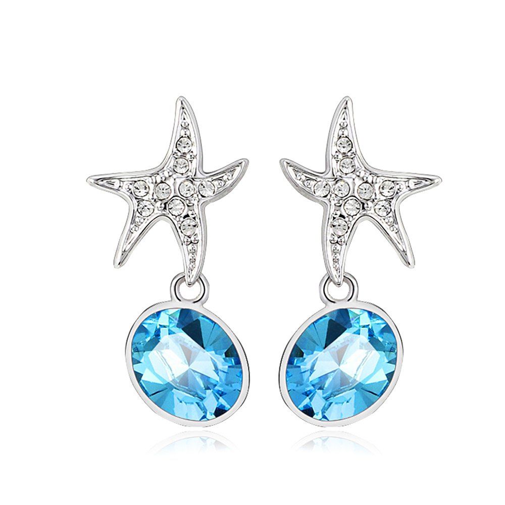 Ouxi Sterling Silver Blue Crystal Starfish Earrings for Girls And Womens, Silver and blue
Ouxi Sterling Silver Blue Crystal Starfish Earrings for Girls And Womens, Silver and blue