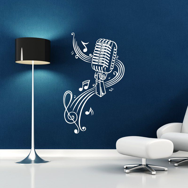 DSU Microphone and Staff Music Simple Art Wall Stickers, Black 
DSU Microphone and Staff Music Simple Art Wall Stickers, Black