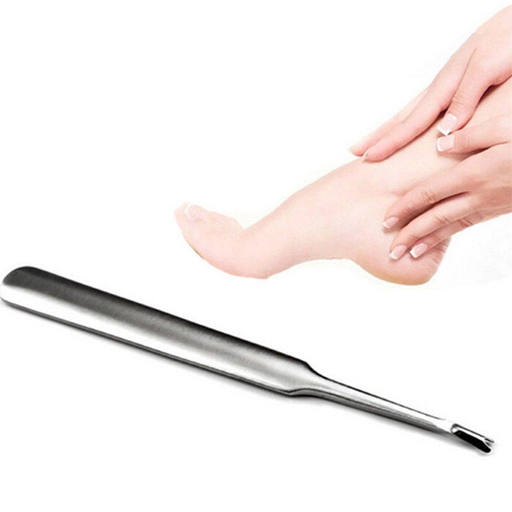 

Stainless Steel Cuticle Pusher Dead Skin Fork and Nail File Buffer Tool, Silver