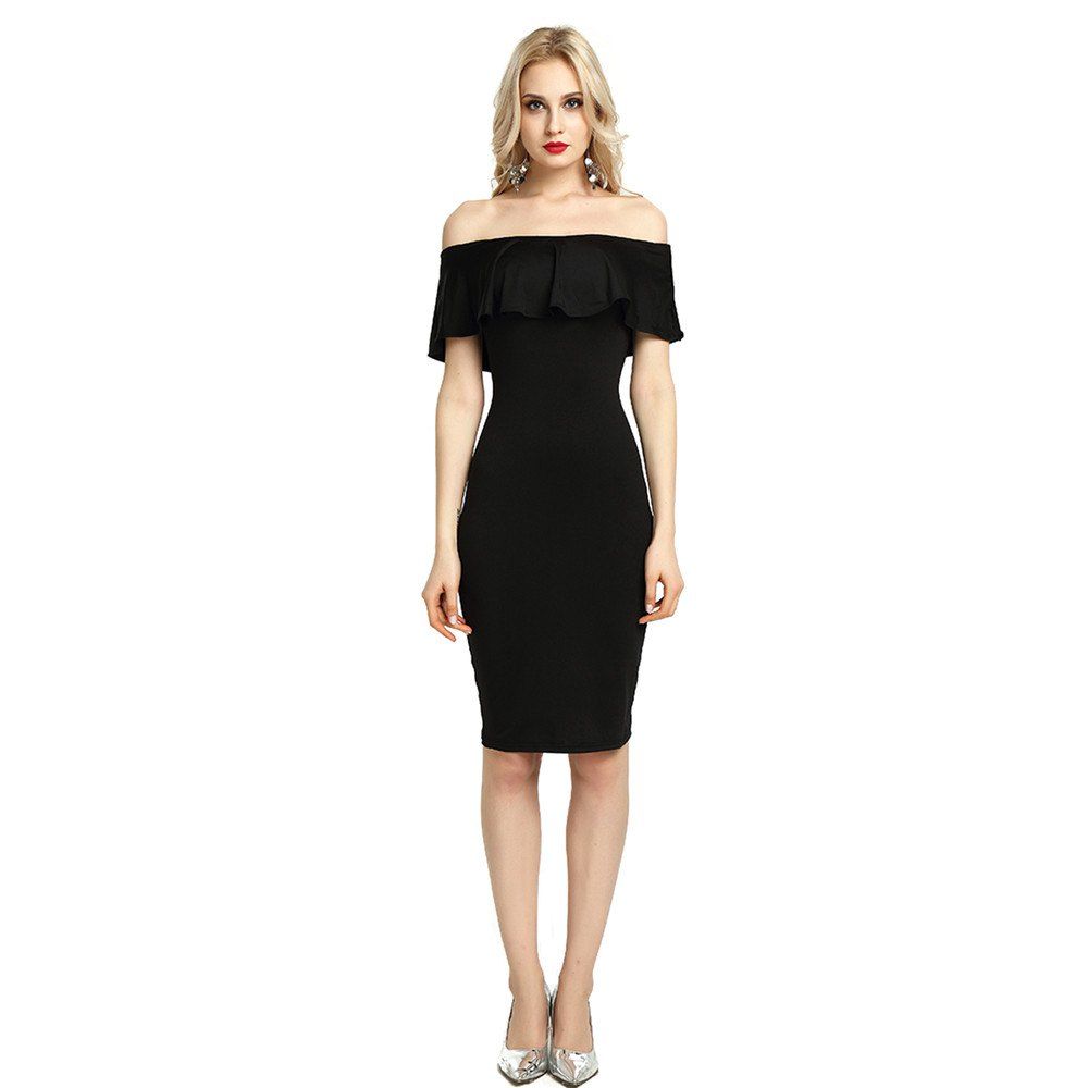 falbala cap sleeve split women's bodycon dress
