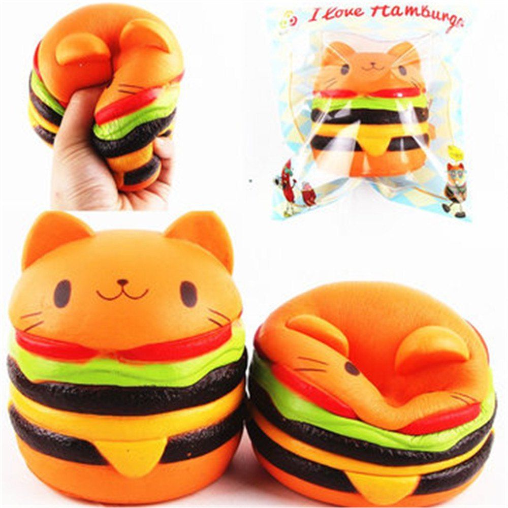 

Jumbo Squishy Cat Burger Slow Rising Soft Animal Collection Gift Decor Toy Original Packaging, Colormix