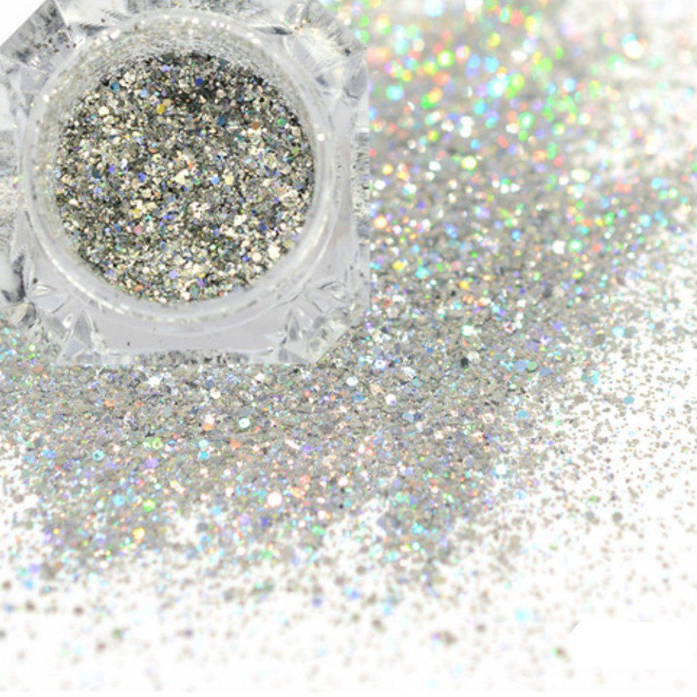 

Platinum Shiny Nail Glitter Powder Diamond Manicure Chrome Pigment, Multi-j