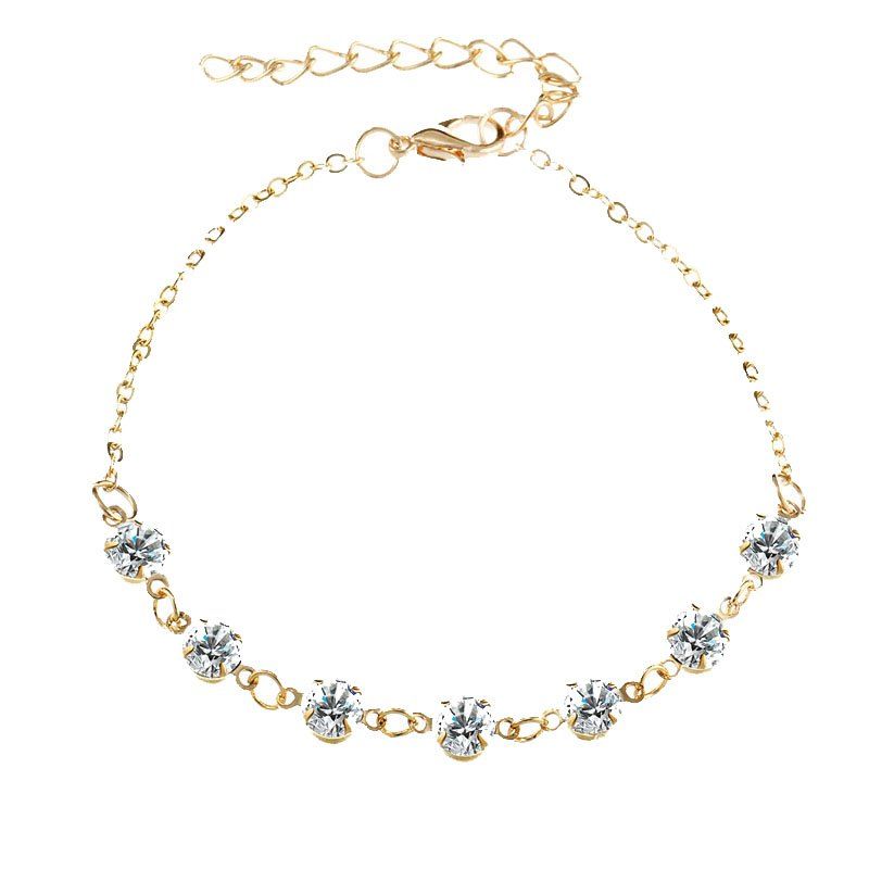 

Fashionable Simple Lady Crystal Anklet, Gold