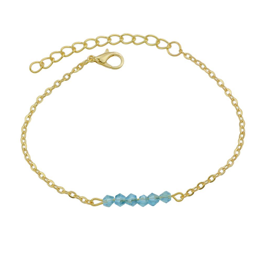 

Gold-color Chain with Beads Geometric Minimalist Anklets, Blue lagoon