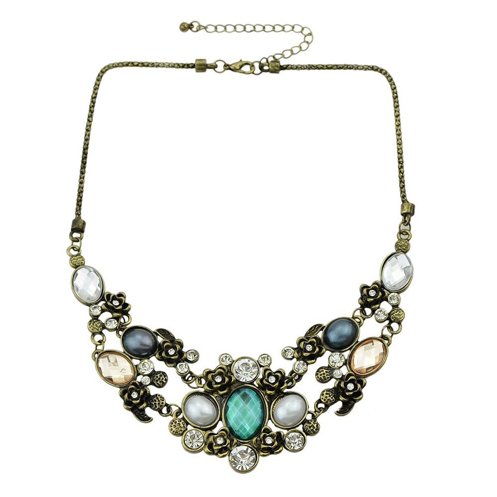 

Colorful Rhinestone Collares Statement Necklace, Champagne