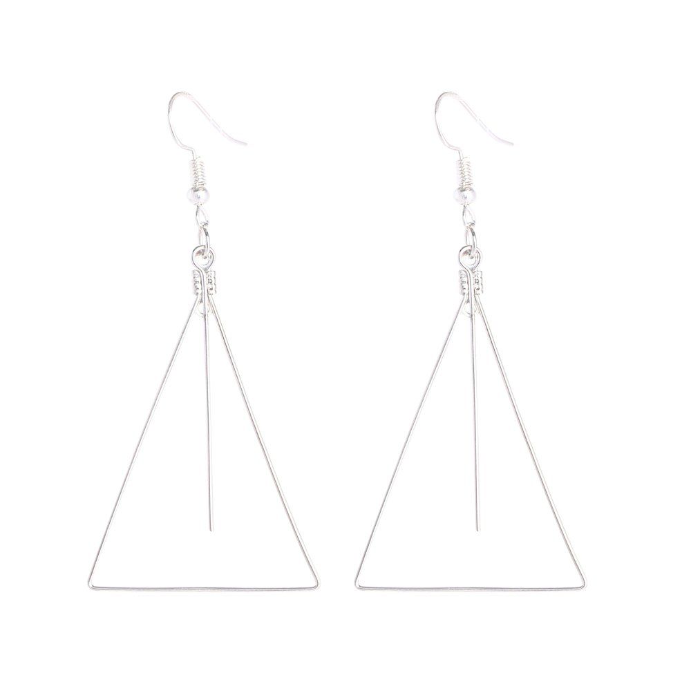 Multi-Color Hook with Triangular Earrings, Silver 
Multi-Color Hook with Triangular Earrings, Silver