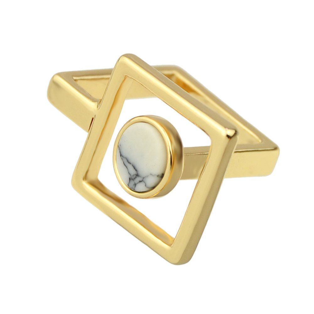 

Gold-color Marble Geometry Finger Ring Female Women