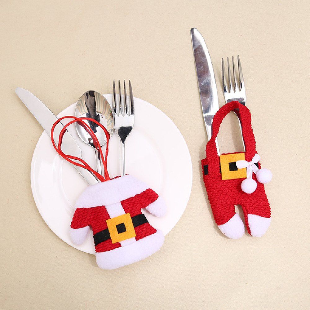 

YEDUO New Year Merry Christmas Knife Fork Cutlery Set Skirt Pants, Red
