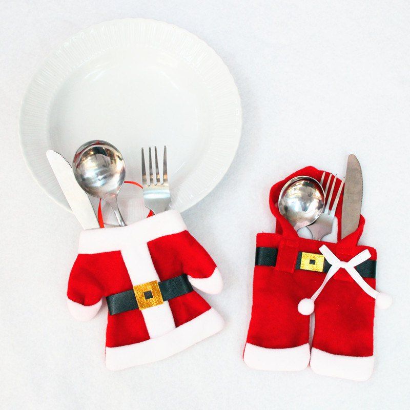 

2PCS Christmas Clothes and Trousers Shape Knife And Fork Bags, Multi