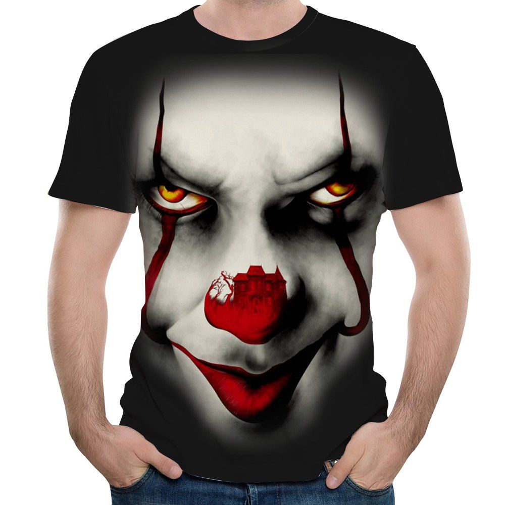 

3D Summer Fashion Clown Print Mens Short Sleeve T-shirt, Multi