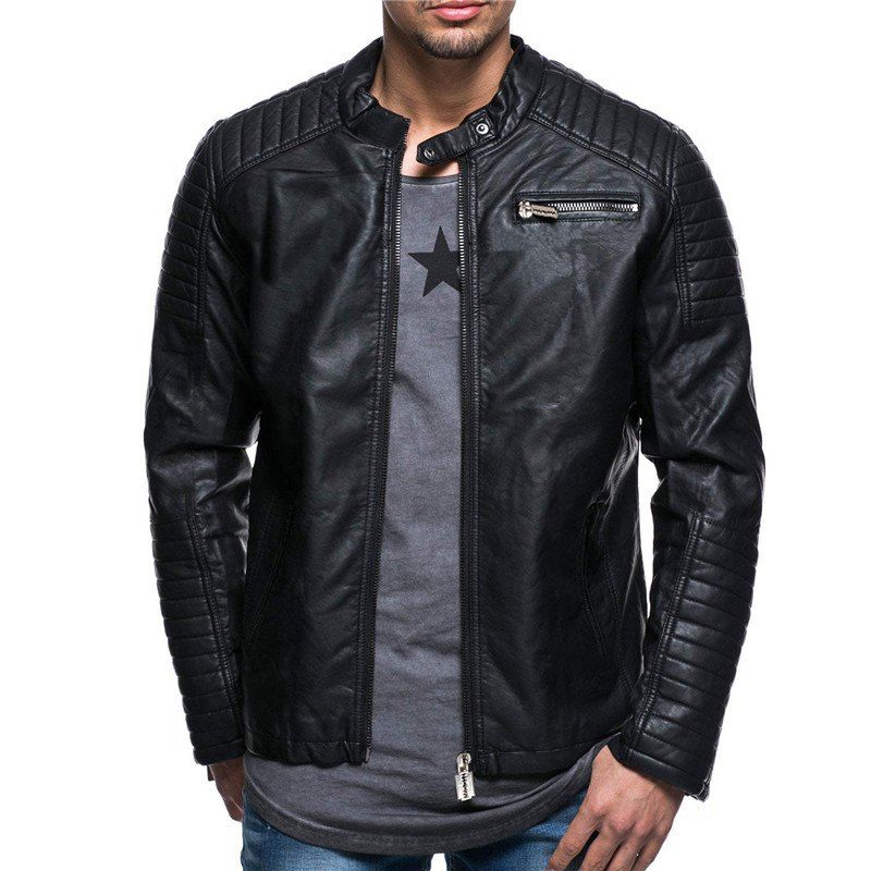 European and American Style Men'S Fashion Personality Anti-Fan Leather Jacket, Black
European and American Style Men'S Fashion Personality Anti-Fan Leather Jacket, Black