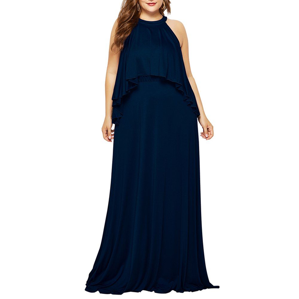 Women's Solid Color Plus Size Fatter Sleeveless Off Shoulder Maxi Dress, Midnight blue
Women's Solid Color Plus Size Fatter Sleeveless Off Shoulder Maxi Dress, Midnight blue
