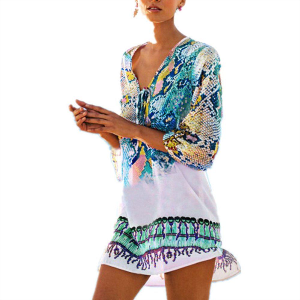 Snake Print Chiffon Dress, Sky blue