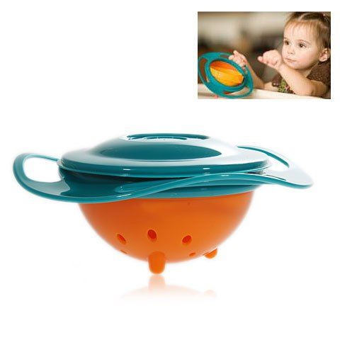 

Amusing Rotary Gyro Style Mess-free Feeding Bowl with Grip and Lid