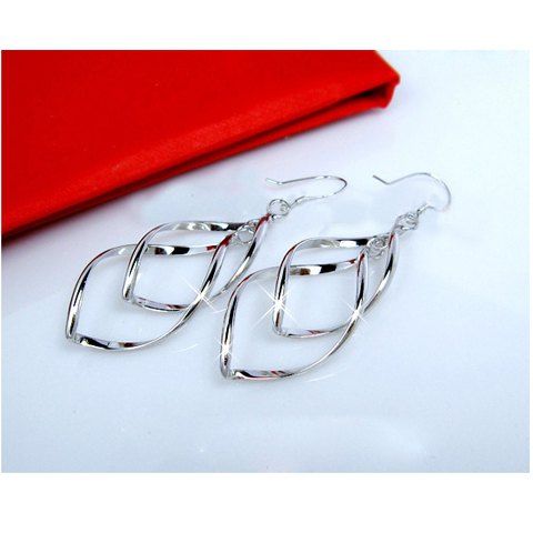 

Layer Waves Geometric Design Dangle Earrings, Silver